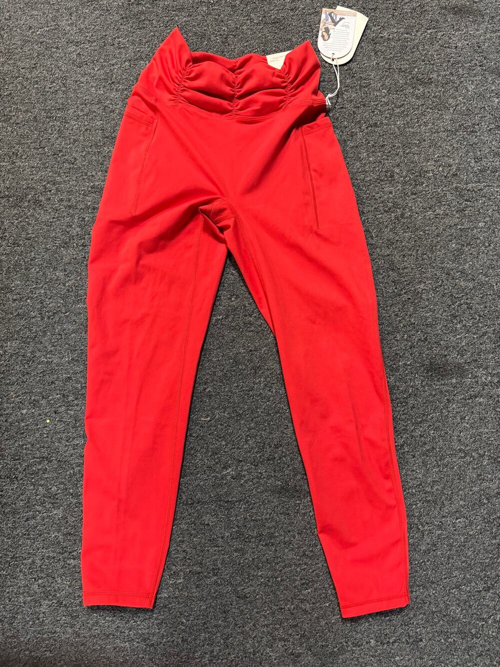 NWT Ladies Plus Blogilates Red Ruched Waist High Rise Leggings - Large